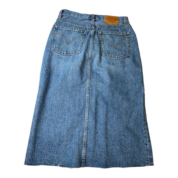 LEVI’S WOMEN DECONSTRUCTED MIDI SKIRT  Blue Denim size 26 US Equivalent: Small - Picture 6 of 12